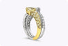 3.48 Carats Total Yellow and White Mixed Cut Diamond Bypass Ring in Yellow Gold and Platinum