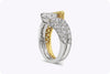 3.48 Carats Total Yellow and White Mixed Cut Diamond Bypass Ring in Yellow Gold and Platinum