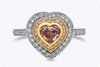 GIA Certified 0.75 Carats Heart Shape Fancy Brownish Pink Diamond Double Halo Engagement Ring in Platinum