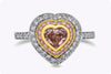 GIA Certified 0.75 Carat Heart Shape Pink Diamond Double Halo Engagement Ring in Platinum