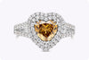 GIA Certified 1.45 Carats Heart Shape Fancy Dark Brown Yellow Diamond Halo Engagement Ring in White Gold