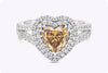 GIA Certified 1.45 Carats Heart Shape Fancy Dark Brown Yellow Diamond Halo Engagement Ring in White Gold
