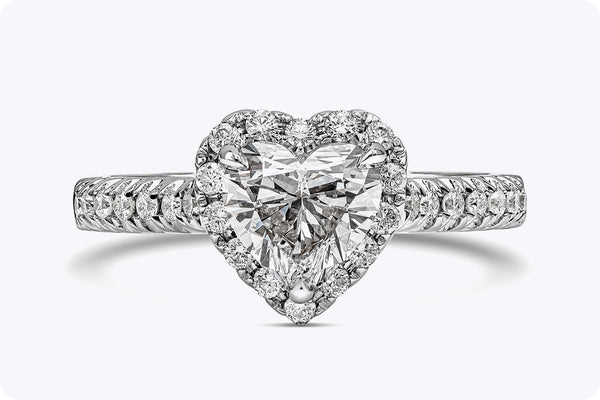 GIA Certified 1.07 Carats Heart Shape Diamond Halo Engagement Ring in White Gold