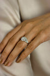 0.72 Carats Total Round Diamond Halo Illusion Engagement And Wedding Ring Set in White Gold