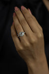 0.91 Carats Cushion Cut Diamond Halo Pave Engagement Ring in 18K White Gold