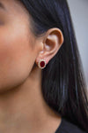 5.69 Carats Total Oval Cut Ruby Halo Clip-On Earrings with Diamonds in Yellow Gold