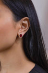5.69 Carats Total Oval Cut Ruby Halo Clip-On Earrings with Diamonds in Yellow Gold
