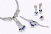 Important Sapphire & Diamond Jewelry Set in White Gold – Necklace, Bracelet, Earrings & Cocktail Ring