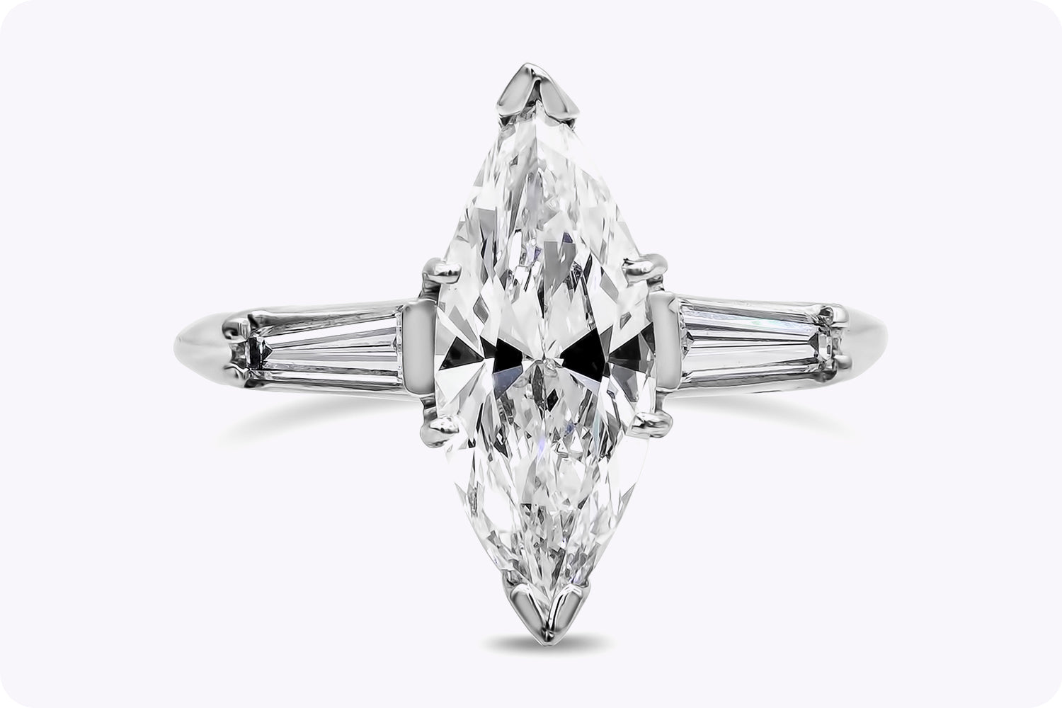 GIA Certified 2.01 Carats Marquise Cut Diamond Three-Stone Engagement ...