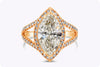 3.17 Carats Marquise Cut Diamond Halo Engagement Ring in Rose Gold