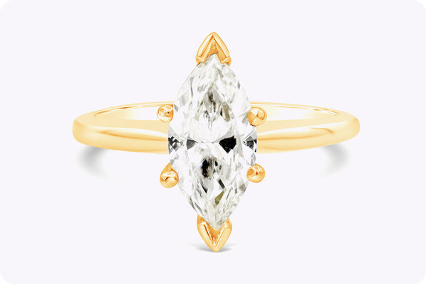 1.36 Carats Marquise Cut Diamond Solitaire Engagement Ring in Yellow Gold