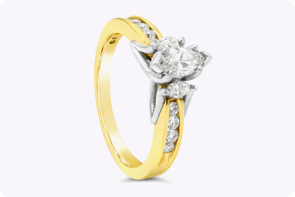 0.32 Carat Marquise Cut Diamond Engagement Ring in Yellow Gold & Platinum