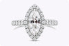 GIA Certified 1.26 Carats Marquise Cut Diamond Halo Pave Engagement Ring in White Gold