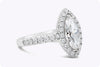 GIA Certified 1.26 Carats Marquise Cut Diamond Halo Pave Engagement Ring in White Gold