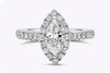 1.00 Carats Marquise Cut Diamond Halo Engagement Ring in White Gold