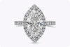 GIA Certified 2.52 Carats Marquise Cut Diamond Halo Engagement Ring in Platinum