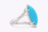 4.91 Carats Marquise Cut Turquoise & Pink Diamond Fashion Ring in White Gold