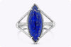 4.95 Carats Marquise Cut Lapis Lazuli & Diamond Fashion Ring in White Gold