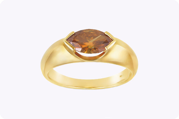 1.43 Carat Marquise Cut Fancy Colored Diamond Ring in Yellow Gold