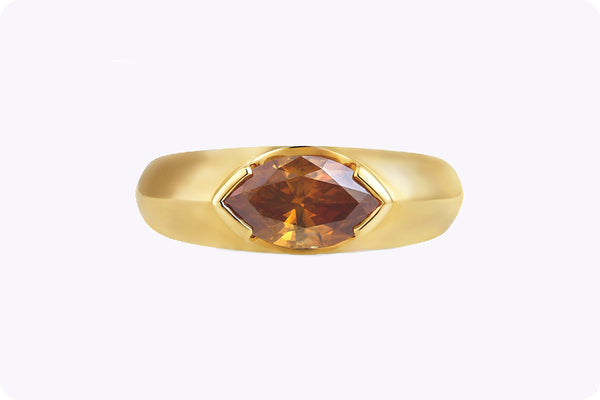 Marquise Cut Fancy Colored Diamond Ring in Yellow Gold