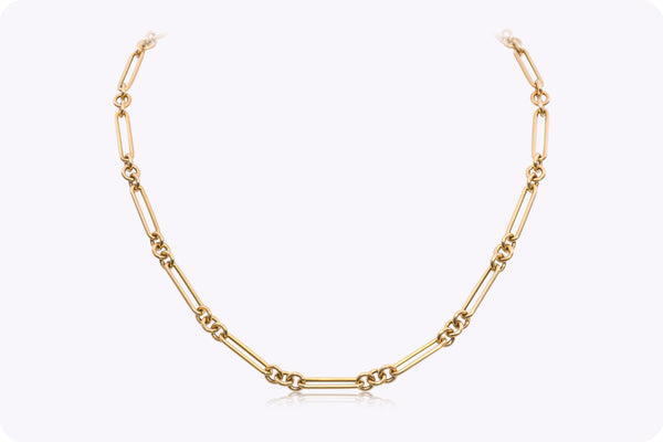 Paperclip Chain Link Unisex Necklace in Yellow Gold