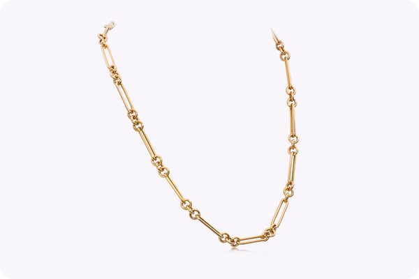 Paperclip Chain Link Unisex Necklace in Yellow Gold