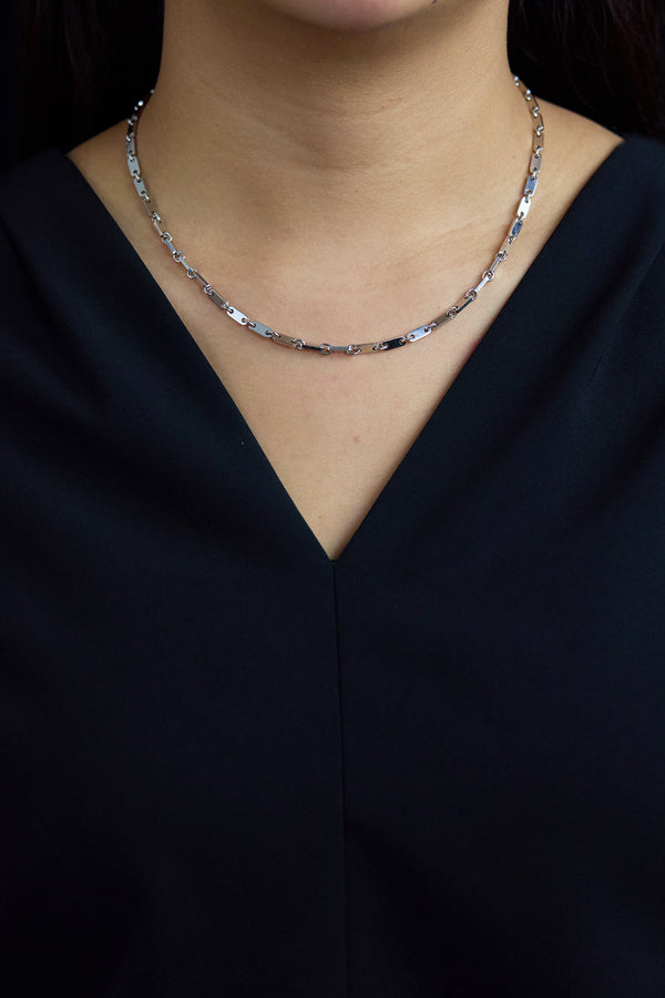 Cartier Bar Fidelity Chain Link Necklace in White Gold