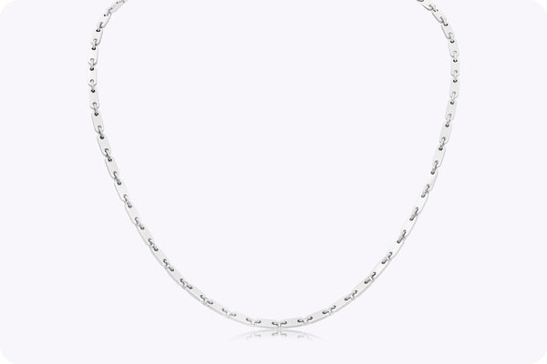 Cartier Bar Fidelity Chain Link Necklace in White Gold