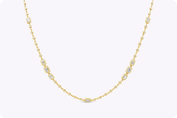 5.92 Carats Total Mixed-Cut Diamonds By the Yard Necklace in Yellow Gold