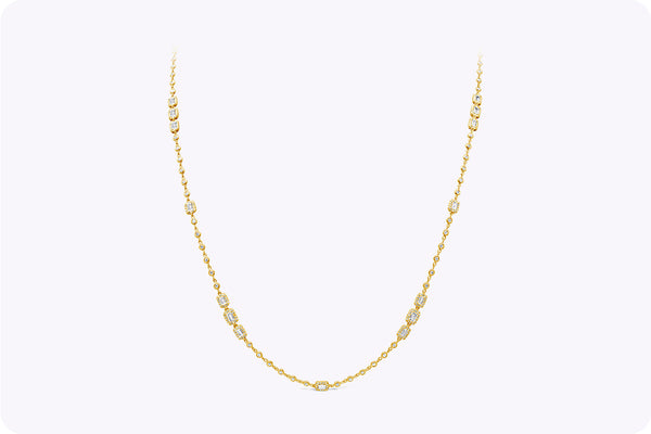 5.92 Carats Total Mixed-Cut Diamonds By the Yard Necklace in Yellow Gold