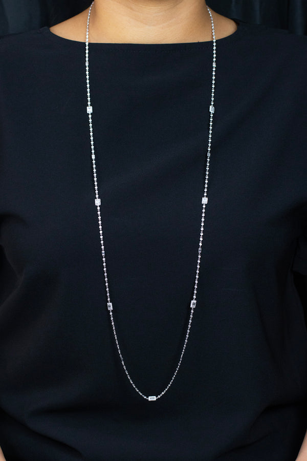 6.54 Carats Total Mixed-Cut Diamonds by the Yard Necklace in White Gold