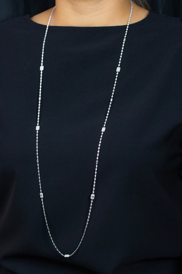 6.54 Carats Total Mixed-Cut Diamonds by the Yard Necklace in White Gold