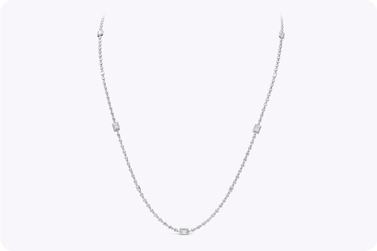 6.54 Carats Total Mixed-Cut Diamonds by the Yard Necklace in White Gold