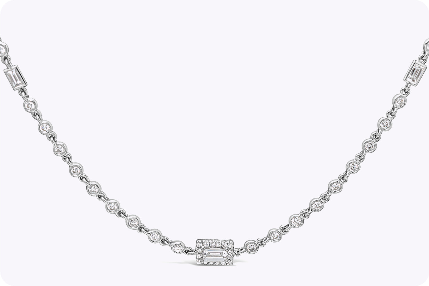 6.54 Carats Total Mixed-Cut Diamonds by the Yard Necklace in White Gold