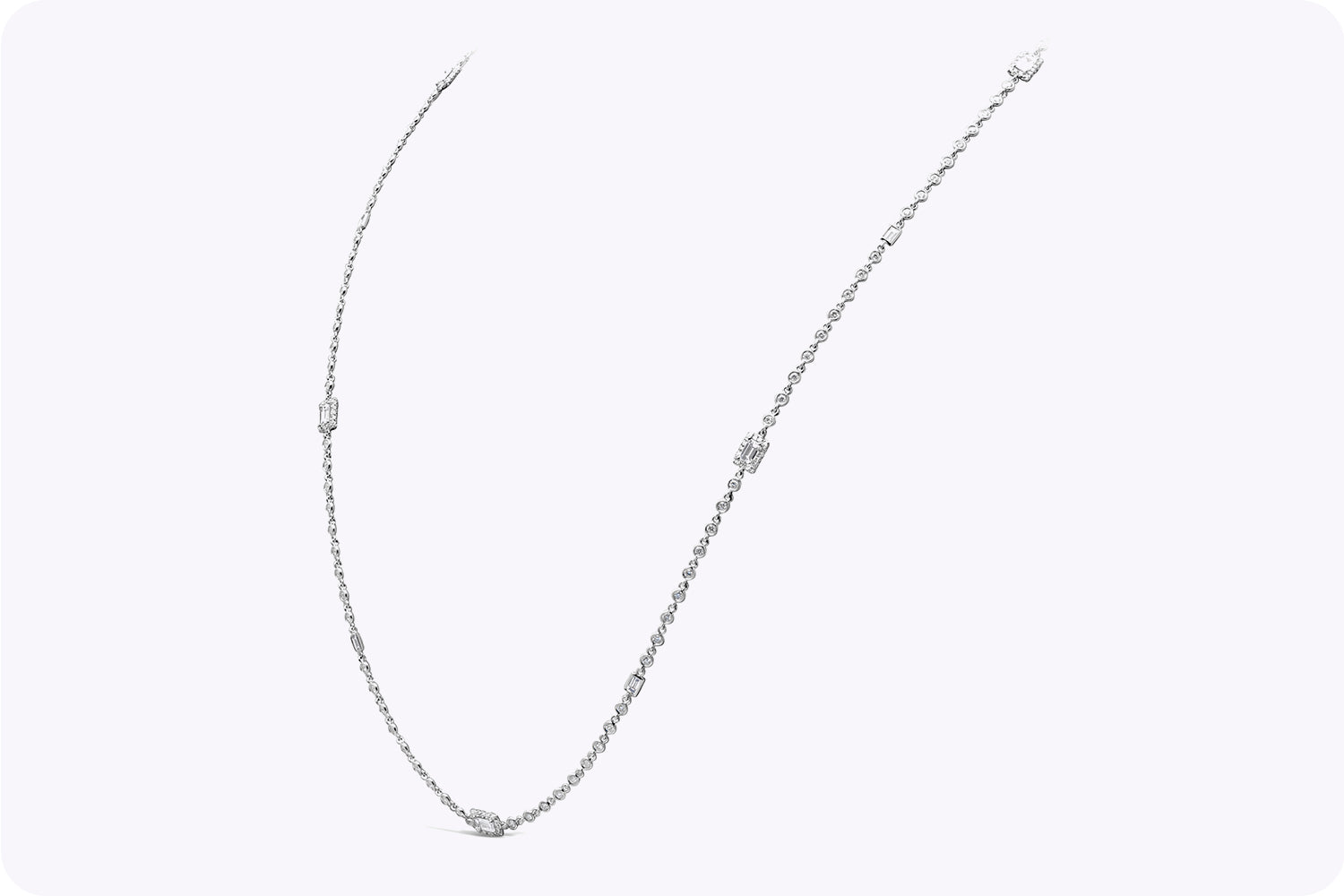 6.54 Carats Total Mixed-Cut Diamonds by the Yard Necklace in White Gold