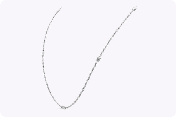 6.54 Carats Total Mixed-Cut Diamonds by the Yard Necklace in White Gold