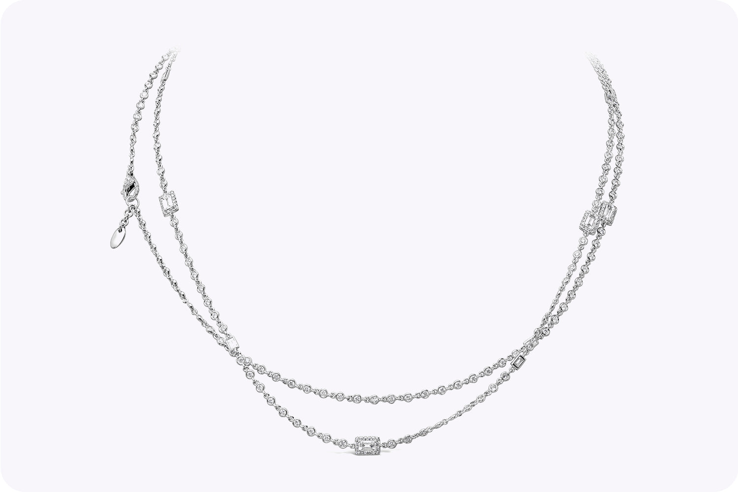 6.54 Carats Total Mixed-Cut Diamonds by the Yard Necklace in White Gold