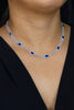 7.98 Carats Total Cushion Cut Sapphire & Diamond Tennis Line Necklace in White Gold