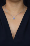 2.98 Carats Total Pear Shape Sapphire & Mixed-Cut Diamond Pendant Necklace in White Gold