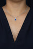 1.54 Carats Pear Shape Sapphire with Mixed Diamond Pendant Necklace in White Gold