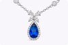 2.98 Carats Total Pear Shape Sapphire & Mixed-Cut Diamond Pendant Necklace in White Gold