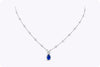 2.98 Carats Total Pear Shape Sapphire & Mixed-Cut Diamond Pendant Necklace in White Gold