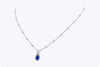 1.54 Carats Pear Shape Sapphire with Mixed Diamond Pendant Necklace in White Gold