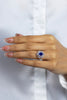 1.75 Carat Oval Cut Blue Sapphire and Diamond Halo Engagement Ring in White Gold