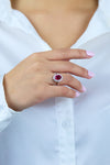 GIA Certified 3.00 Carats Oval Cut Burmese Ruby & Diamond Halo Engagement Ring in White Gold