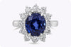 5.00 Carat Oval Cut No-Heat Blue Sapphire and Diamonds Halo Engagement Ring in Platinum