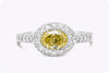 GIA Certified 1.03 Carats Oval Cut Fancy Yellow Diamond Halo Engagement Ring in Platinum