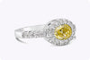 GIA Certified 1.03 Carats Oval Cut Fancy Yellow Diamond Halo Engagement Ring in Platinum