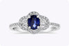 0.74 Carat Blue Sapphire and Diamond Three-Stone Engagement Ring in White Gold