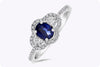 0.74 Carat Blue Sapphire and Diamond Three-Stone Engagement Ring in White Gold